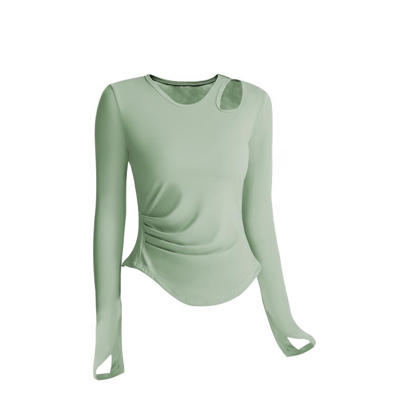 Women's Long Sleeve Yoga Top with Chest Pad: Autumn Pilates Fitness T-Shirt