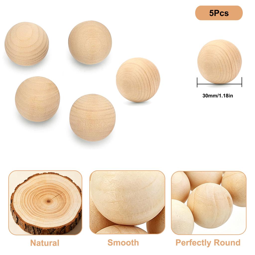 1-50Pcs Wood Ball Dia 6mm-75mm Wooden Primary Color Solids Round Wooden Ball Decoration DIY Home Painted Parts