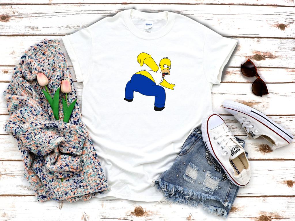 26 Homer Simpson Kiss My *ss White Women's 3 4 Short Sleeve T-Shirt F297 Unisex T-Shirt