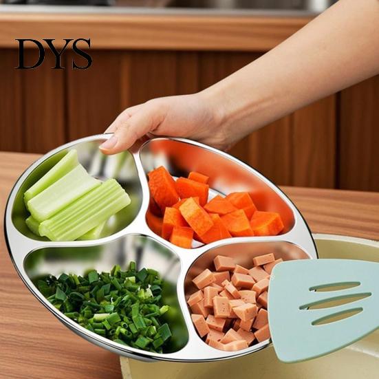 Reusable Metal Plate for Family Stainless Steel Divided Platter, 4-grid Dinner Tray, Portion Control And Diet Management Divider Kids Adults