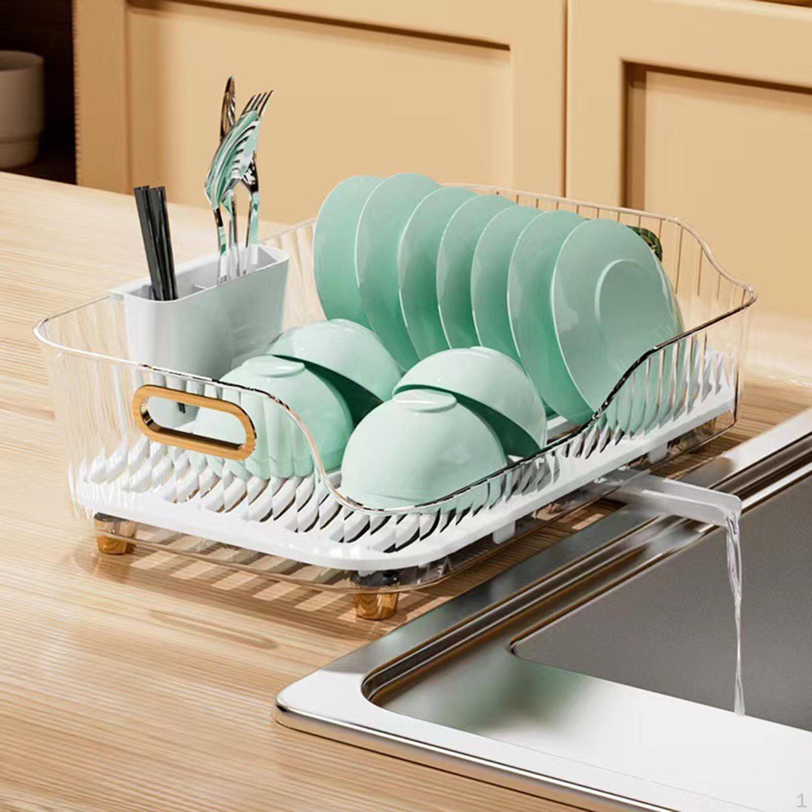 

Countertop Dish Drainer Rack Accessories Utensil Organizer Size 42.5x26.5x13cm Easily Install Style B