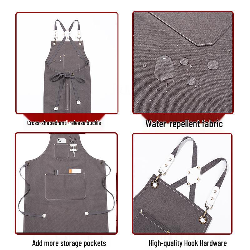 Thickened Canvas All-Cotton Apron for Cooking, Gardening, and Nail Art