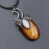 Natural Stone Crystal Quartz Amethyst Necklace Natural Stone Wall Hanging Moon Stone Pendant Necklace for Women Party Jewelry