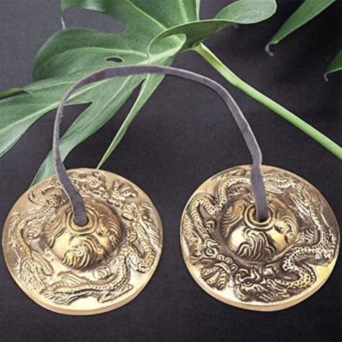 Tingsha Tibetan Bell, Purification Cymbal, Twin Dragon Bell, Folk Instrument, Meditation Tool