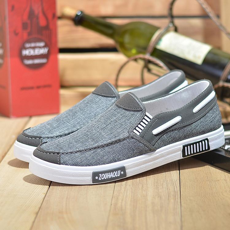 Herremote Pustende fritidssko Komfortable flate lerretssko Myke Slip-on Loafers