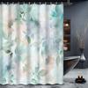 1Pc Green Theme Creative Abstract Art Green Leaf Decorative Shower Curtain, 12 Hooks Bath Curtain, Bathroom Decoration