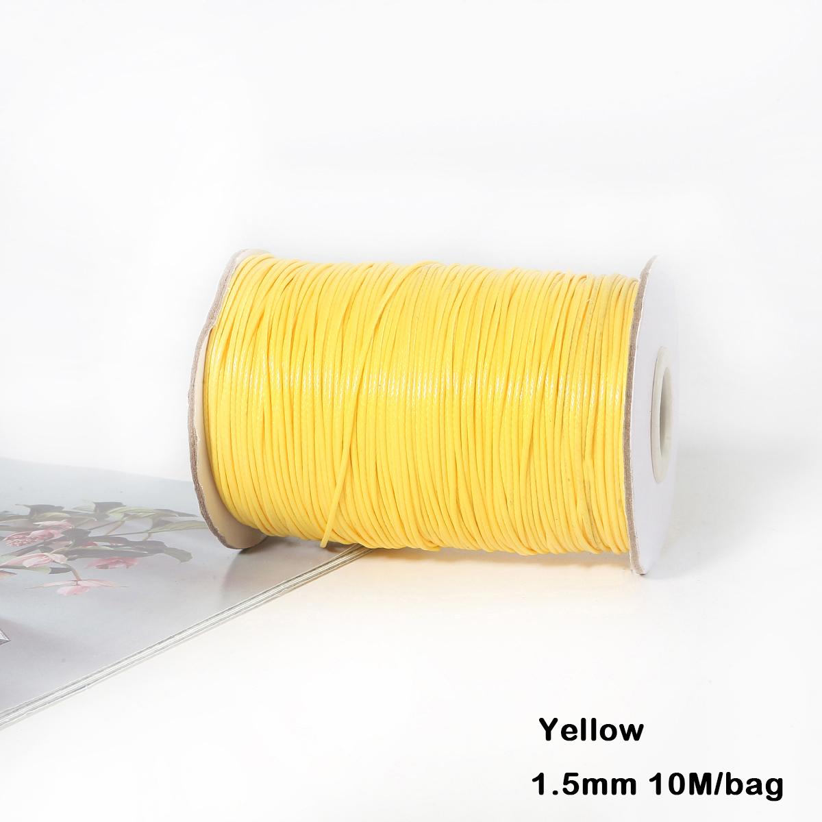 

Разноцветные вощеные хлопковые шнуры для макраме, ювелирные бусины, изготовление ювелирных изделий своими руками 1.5mm 10meter жёлтый