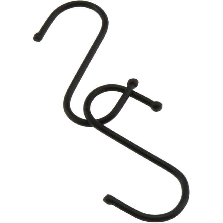 E-outstanding S Hook 12PCS 2.7 x 0.8 x 0.1Inch Black Heavy Duty Stainless Steel S-Shaped Hooks Hangers for Hanging pots and Pans, Plants, Utensils,