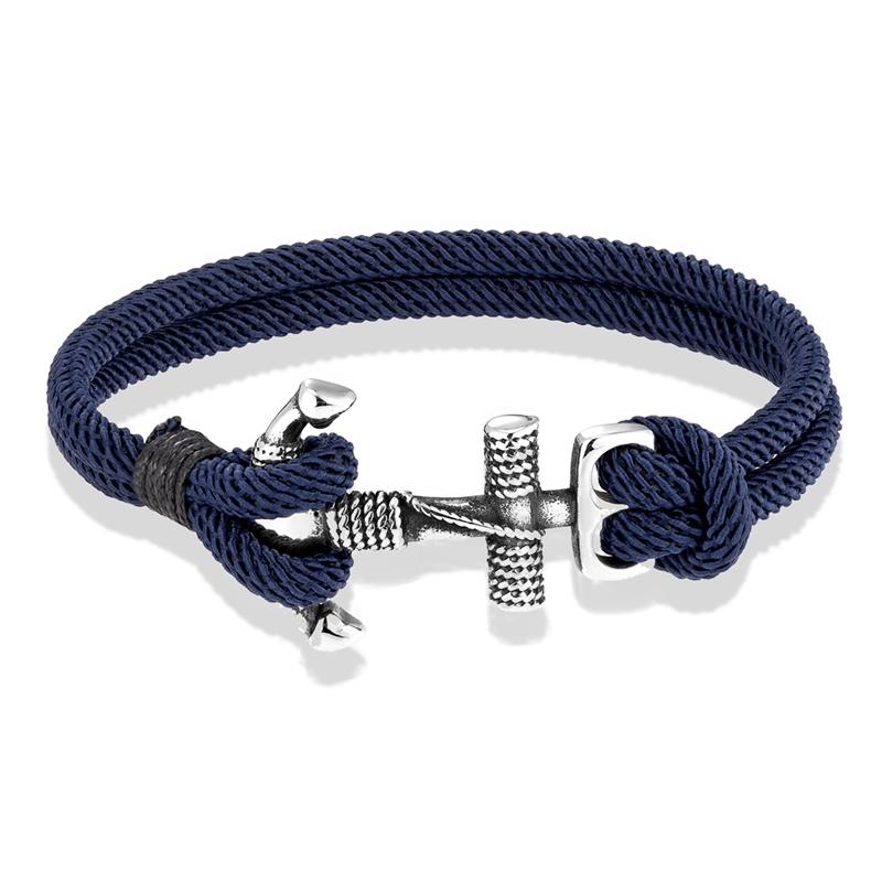 Waterproof Anchor Bracelets Men Double Strand Nautical Survival Rope Bracelet for Women Stainless Steel Navy Sport Buckle