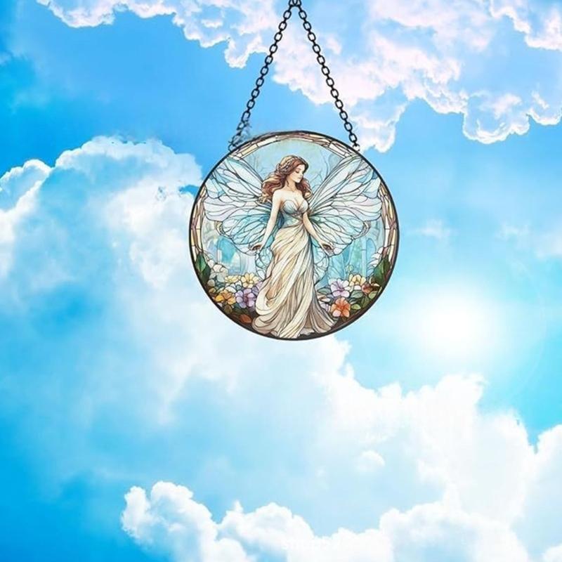 Colorful Acrylic Light Catchers Wall Art Stained Flower Fairies Ornament for Home Garden Decoration and Window Hanging