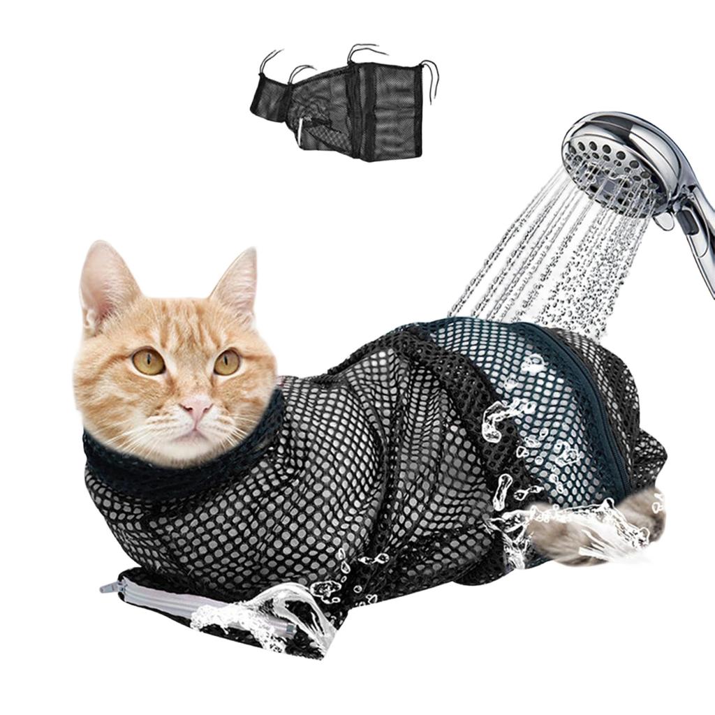 Adjustable Cats Bathing & Grooming Restraint Bag – -Scratch, - Mesh Bag For Safe Pet Nail Trimming, Bathing, And Care