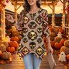 Women's Casual Halloween Print Top, Loose Fit Three-Quarter Sleeve