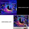 2D Vibrant Moon Goddess Tapestry, Floral Starry Night Wall Tapestry, Bohemian Aesthetic Home Decor