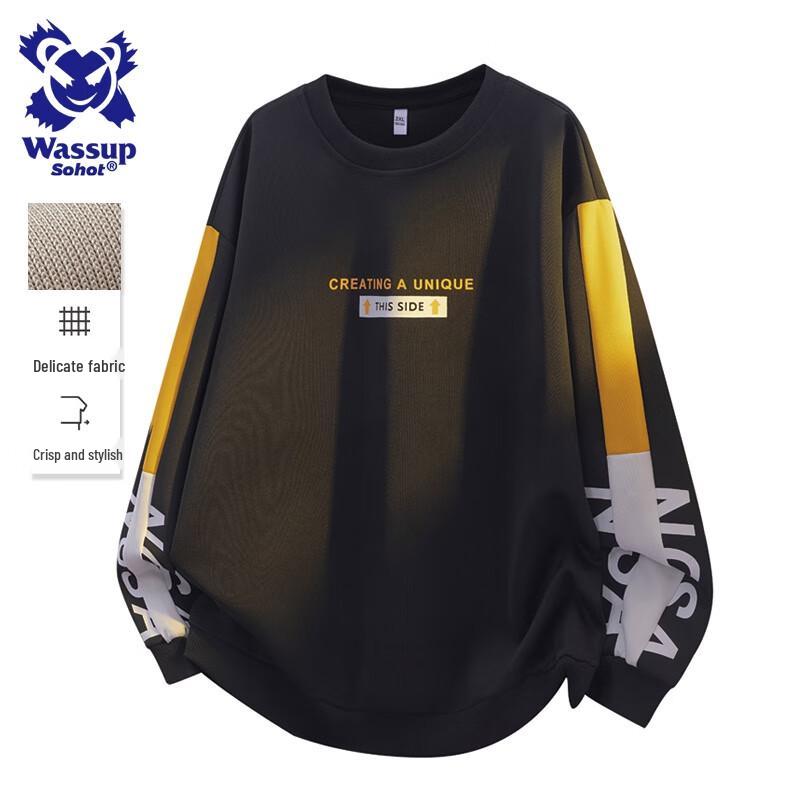 Wassup Sohot Men's Casual Long Sleeve Round Neck Sweatshirt