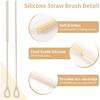 2Pcs Silicone Straw Cleaner Brush, 9.84in Reble Straw Cleaner with Bendable Steel Core, Extra Long Soft Bottle Brush for Clearing Glass Straws,