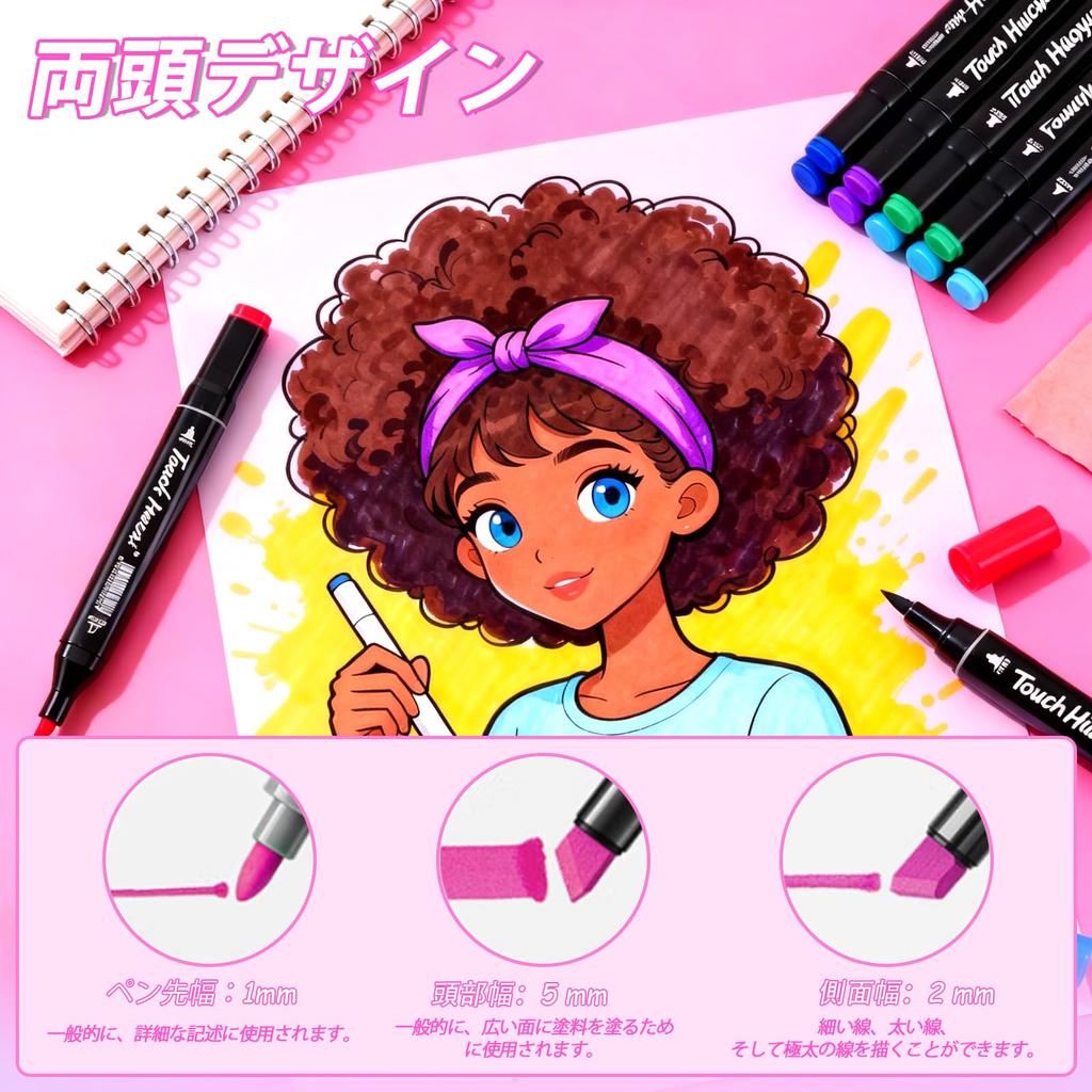 Illustration Marker Set markers with both thick and thin alcohol markers for and (24 Colors) Brush-type tips. Oil-based comics, doodling, coloring,