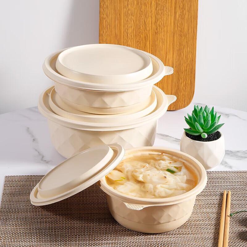 JiaMo Biodegradable Corn Starch Round Food Containers with Lids