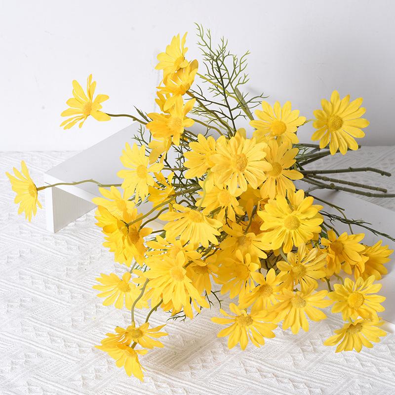 5 Heads Chamomile And Daisy Simulation Flowers Living Room Decoration Home Decoration Wedding Handheld Flowers Fake Flowers