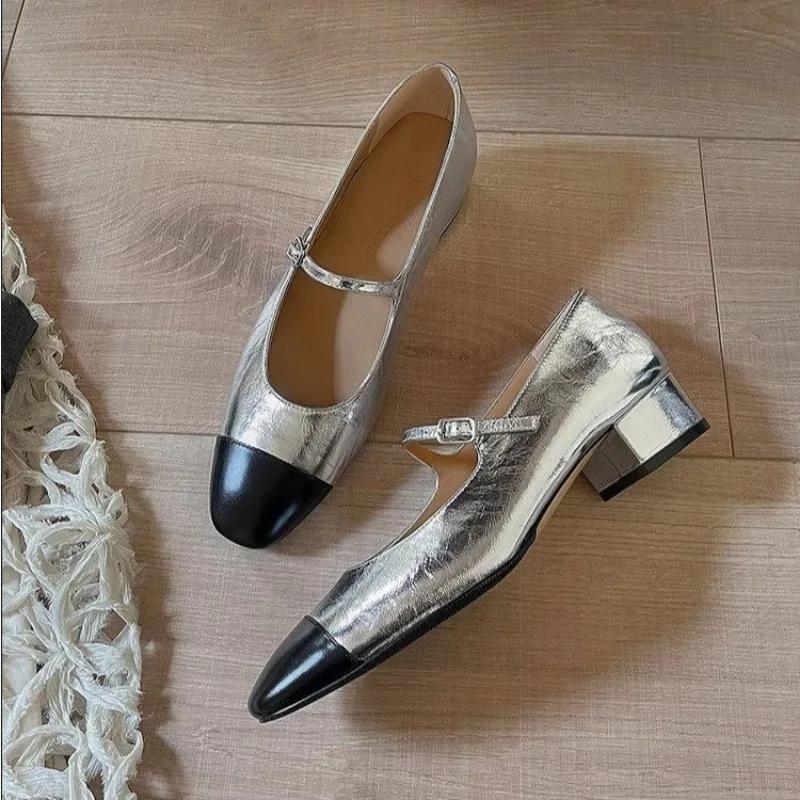 Fashion Women's Shoe 2024 High Quality Solid Color Square Toe Shallow Mouth Medium Heel Women's Shoes Fashion Slip-On Women's High Heels