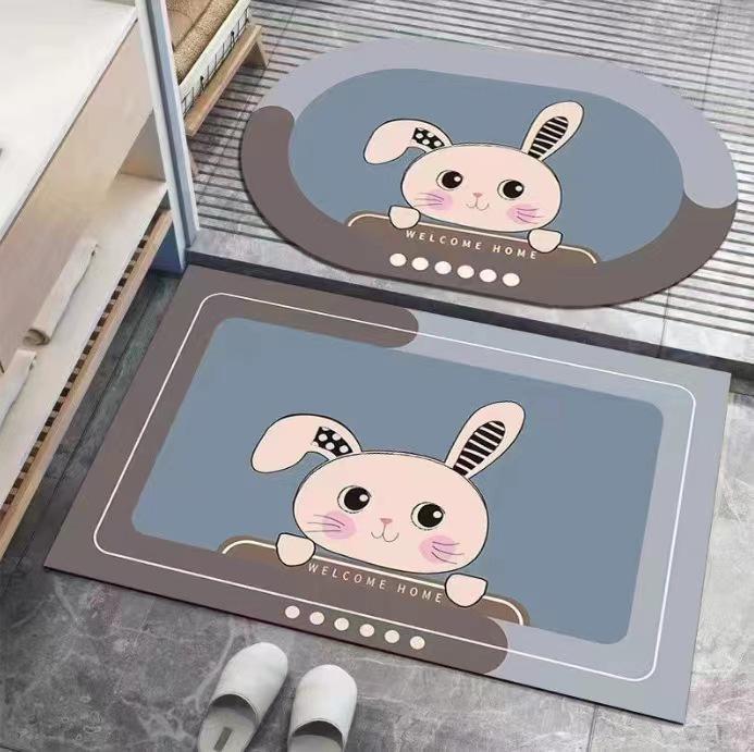 

Xiaohongshu Crystal Velvet Non-slip Bathroom Floor Mat 40x60 Two-piece Set (One Square, One Oval)