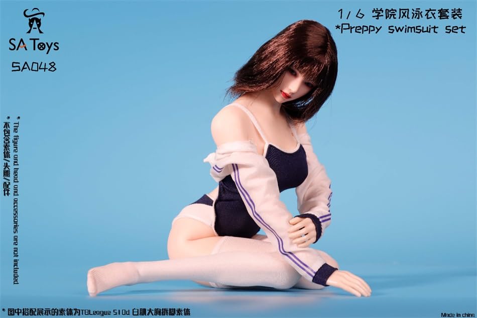 Hobby Toys [TOYBARJAPAN] figura w skali 1/6 kompatybilna z korpusem TBLeague SA Toys SA048 Zestaw preppy kostium kąpielowy Piękna uczennica w stylu gimnastycznym
