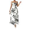 Women’s Sleeveless Spaghetti Strap Long Dress with Floral Print Lightweight Fabric and Square Neckline for Summer