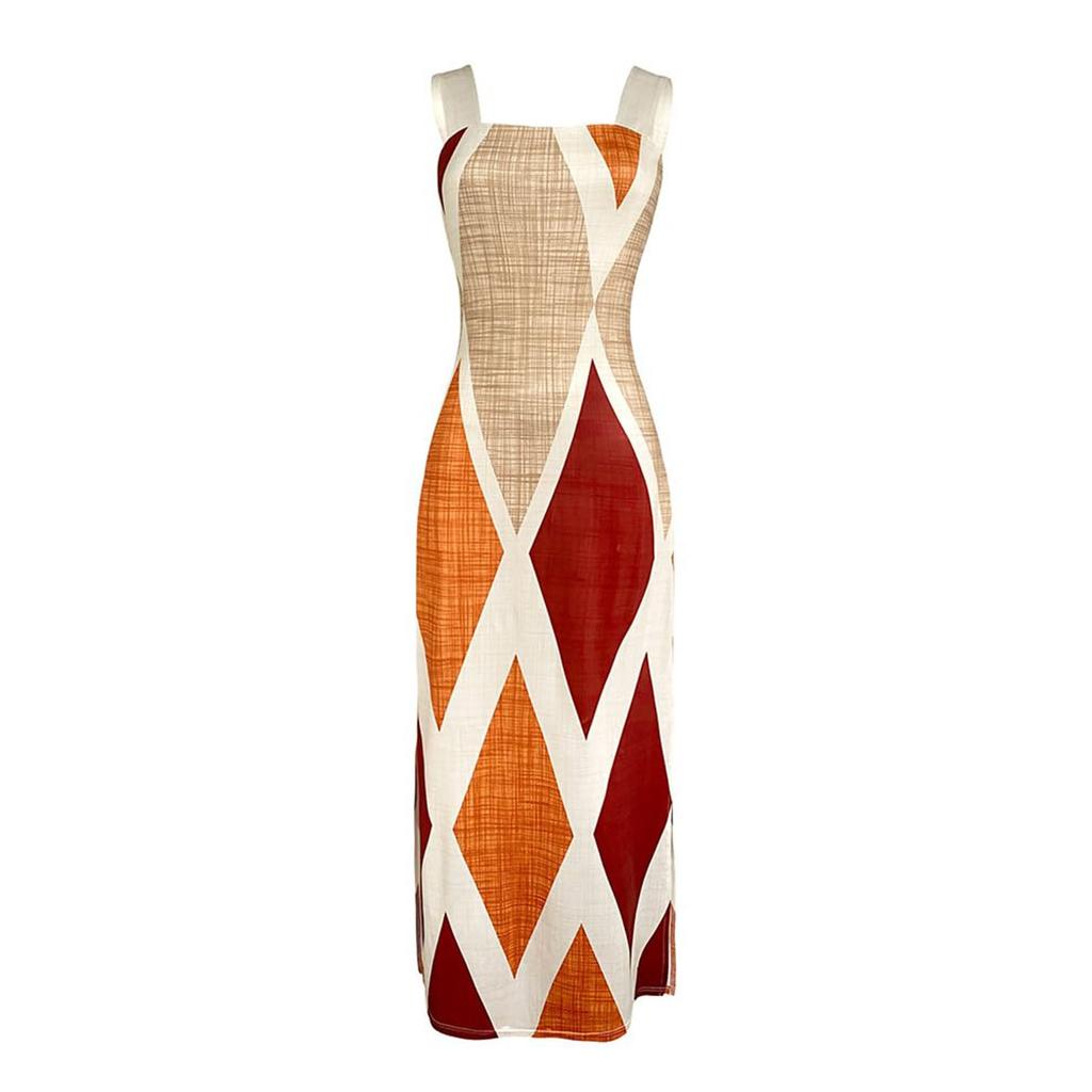 Women's Elastic Printed Long Skirt Versatile Retro Dress