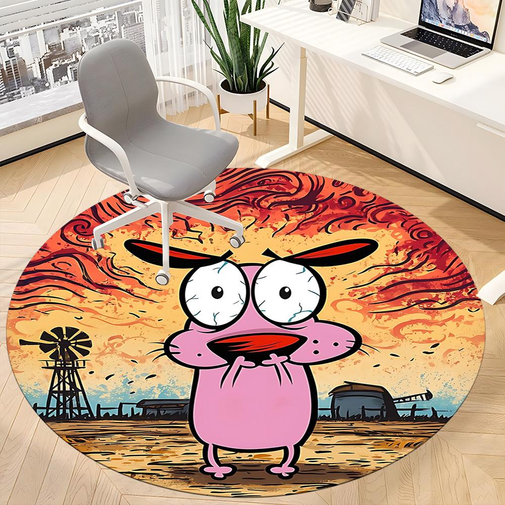 1pc COURAGE The Cowardly Dog Office Round Area Rug, Under Office Chairs Bedroom Living Room Home Decor, Room Decoa1016125
