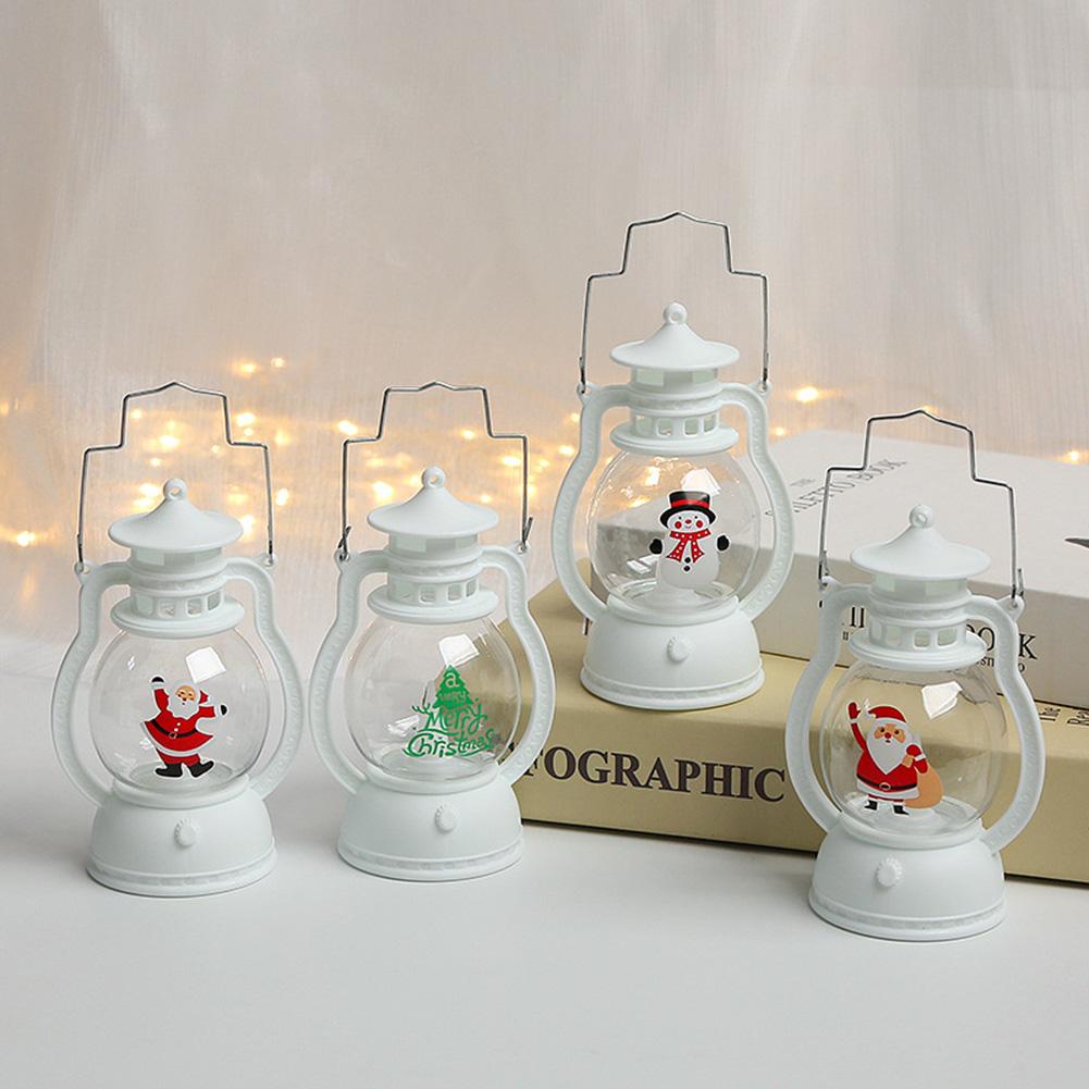 Christmas Portable Lantern Battery Operated Santa Claus Snowman Oil Lamp with Handle Xmas New Year Gifts for Table Decoration