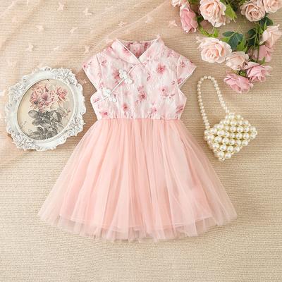 Prinzessinnenkleid für Mädchen, Sommer-Kinder-Cheongsam-Kleid, Netzkleid