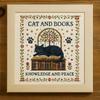 Cross Stitch Crafting Kit Cat And Book Cross Stitch Kit DIY Embroidery Set with Kitten Design Fabric Threads Needle Gift for Beginners Cat Lovers