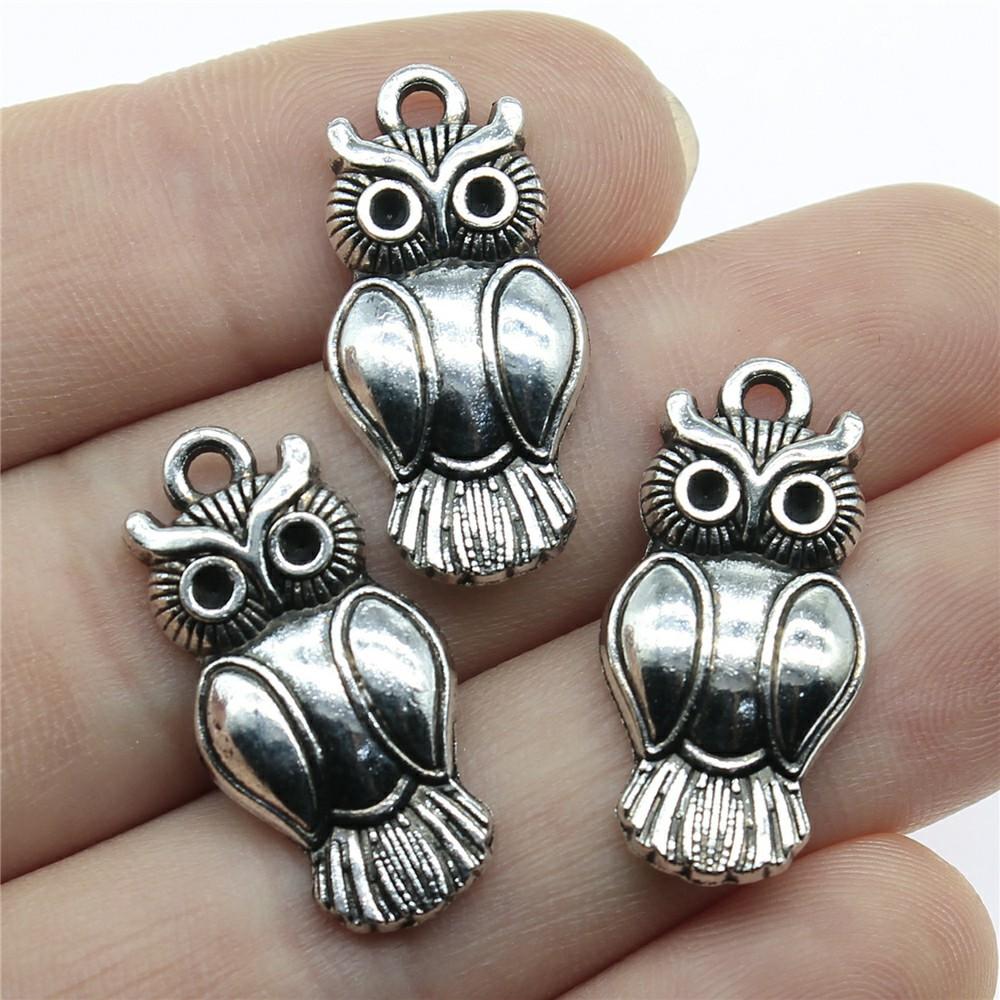 10pcs Charms Owl Antique Silver Color Cute Owl Pendant Charms Small Owl Charms For Jewelry Making