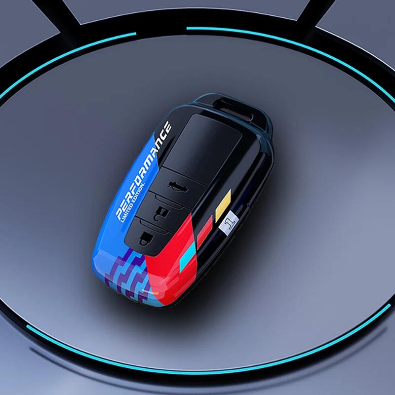Car Key Case Protector Carbon Abs Key Shell Cover Auto Accessories For Toyota Prius Camry Corolla C-Hr Chr Rav4 Prado