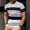 Men's Stripe 3D T-shirts Casual Breath O-Neck Short Sleeve T-shirts For Outdoor Activities Summer Oversized Streetwear Tops