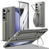 Folding Case with Stylus for Samsung Z Fold 4 5 6 7 Aluminum Alloy Lens Frame Holder Silicone Built-in Strap Glass Screen Film