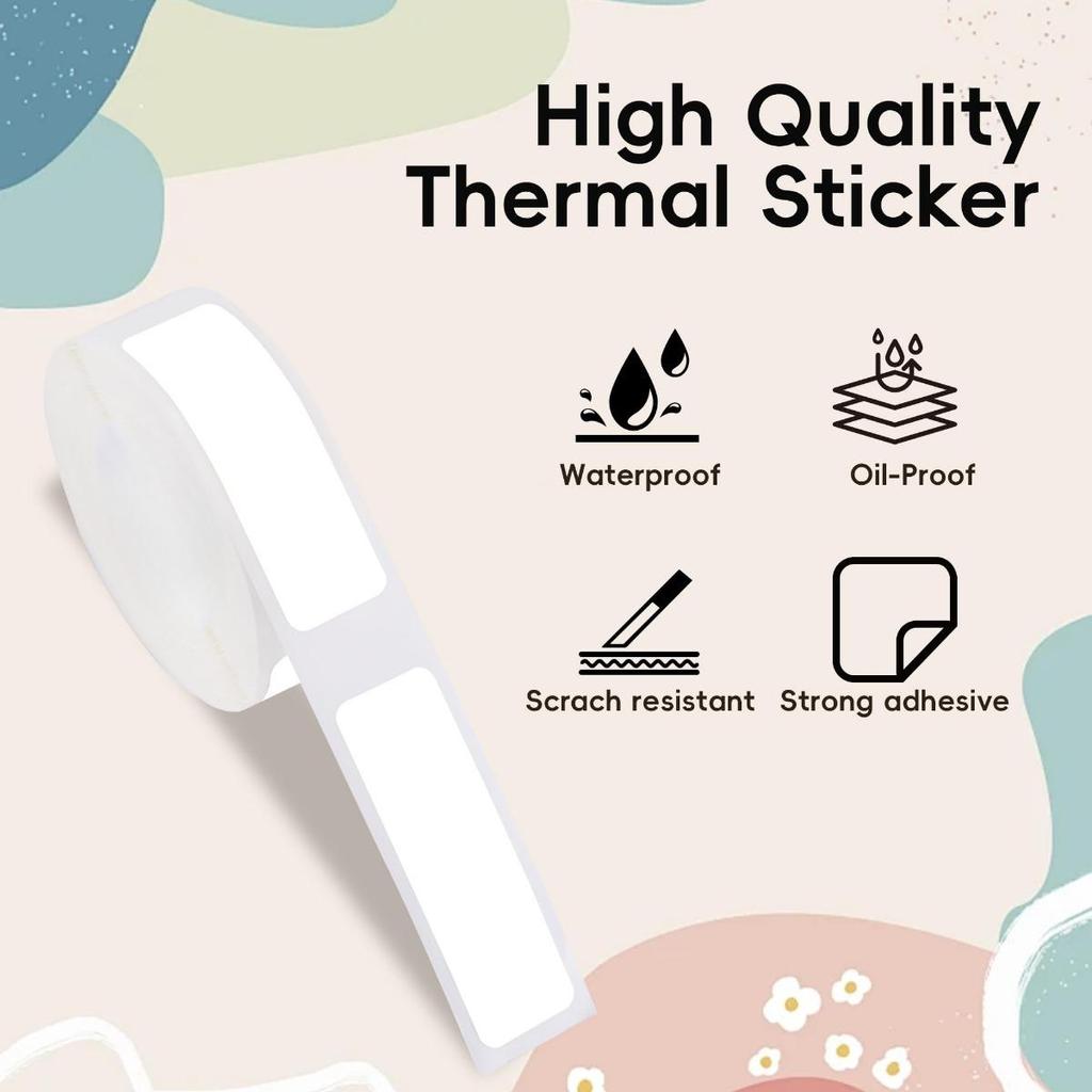 Label Maker Tapes for Phomemo D30, 12mmx40mm 15mmx30mm White Self-Adhesive Label Tape Sticker Thermal Paper Roll for Office Household Supplies