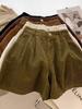 Vintage Velvet Shorts Women Spring New High Waist Straight Leg Loose Slim Fit Wide Leg Pants for Boots