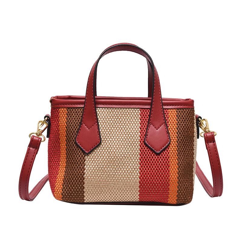 Fashion Handbag Simple Vertical Stripe Large Capacity Bag Casual Trendy Light Shoulder Messenger Bag