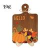 Rustic Fall Wooden Ornaments Hello Sign, Cutting Board Shape Autumn Harvest Tabletop Ornament with Indoor Party Decor Hanging Rope & Stand, Farmhouse