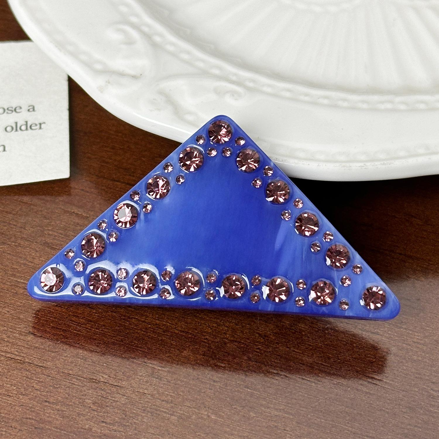 

Fashionable 5mm Thick Triangle Spring Hair Clip With Shimmering Rhinestones For Women Purple6cm