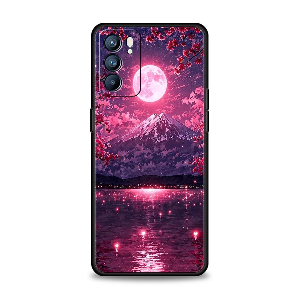 Pink Sunset Mountain Phone Case For Oppo A17 A31 A54 A57 A78 A79 A98 Find X5 X6 Reno 6 7 8 10 11 12 13 F Pro 5G Soft TPU Cover