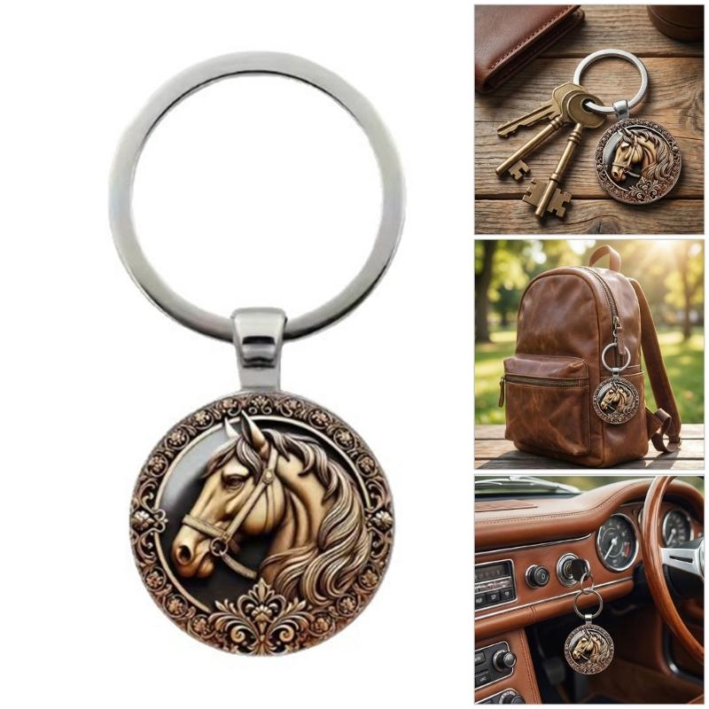 Alloy Horse Head Keychain Featuring Elegant Detailing Ideal for Equestrian Enthusiasts Stylish Decoration