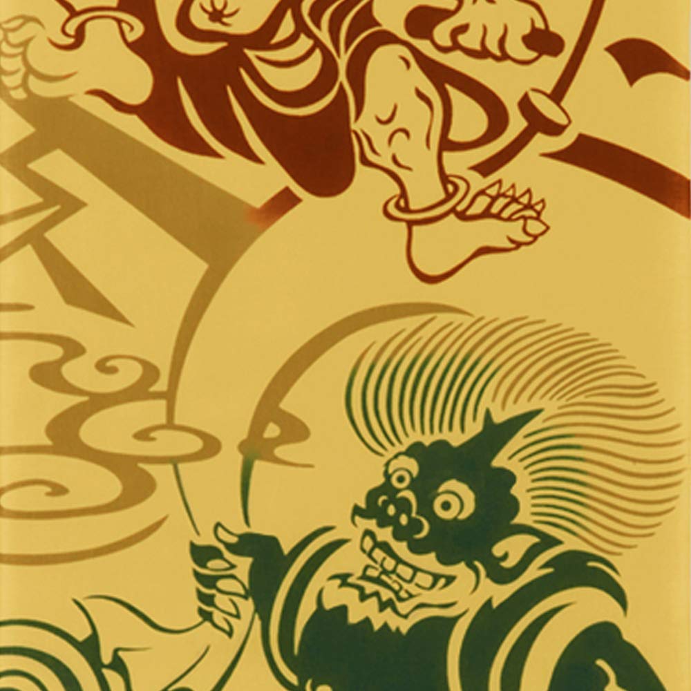kenema dyed tenugui Wind God and Thunder 34 x 90 cm Miyamoto-Towel Japanese-made cloth, God,