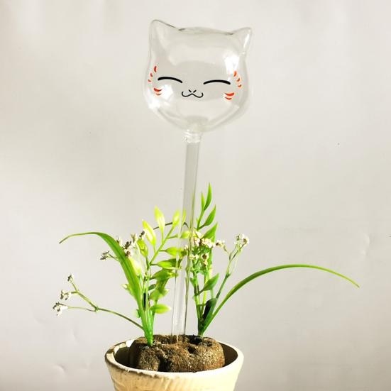 Cat Plant Watering Bulb Clear Glass Automatic Watering Bulb Planter Insert Cute Kitten Shape Watering Globes for Indoor Outdoor Potted Plants