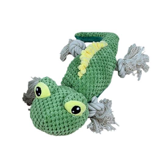 Squeaky Plush Dog Toy Stuffed Animal Dog Chew Toy Rope Knot Interactive Tug-of-War Toy for Puppies Adult Dogs Teeth Cleaning Training