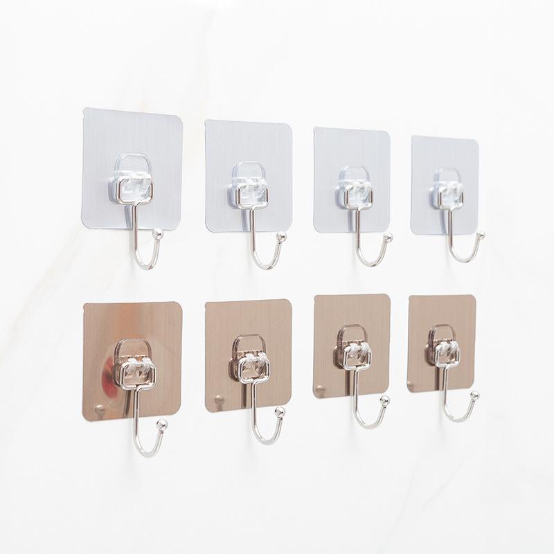 Durable Adhesive Stainless Steel Kitchen Hook Set - Trace-Free, Multi-Functional for Home Use