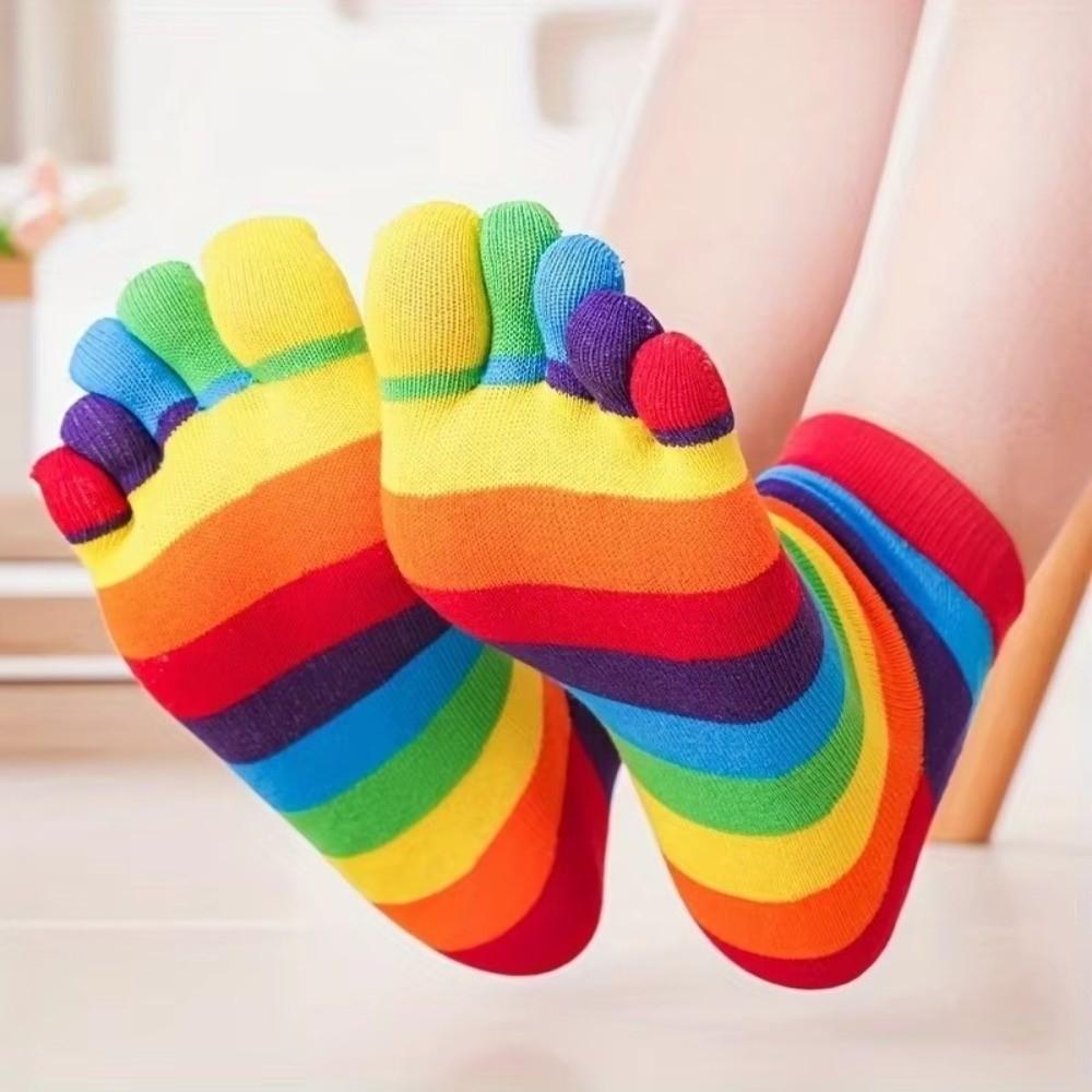1 Pair Comfort Cotton Middle Tube Socks Colorful Women Toe Socks New Pilates Socks