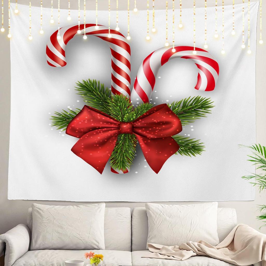 Christmas Wall Tapestry, Tree Wall Hanging Large Tapestry Decoration Polyester Fiber White Hem Around for Dorm Room Bedroom