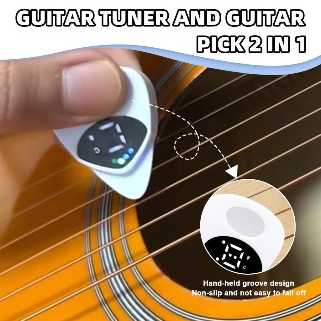 2-in-1 Guitar Pick Tuner/Digital Pick Tuner W/LED Screen Display/ for Electric & Acoustic Guitars,Violin,12 Equal Temperamen