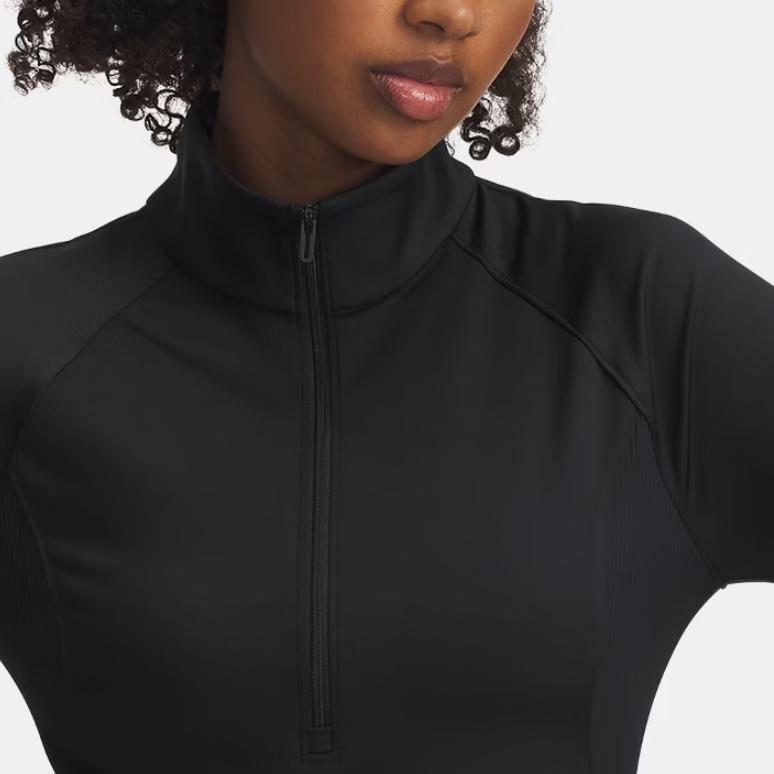 Under Armour Meridian Comfortable Versatile Simple Fashion 1/2 Zip Long Sleeve Yoga T-Shirt Women tops 6003993-006